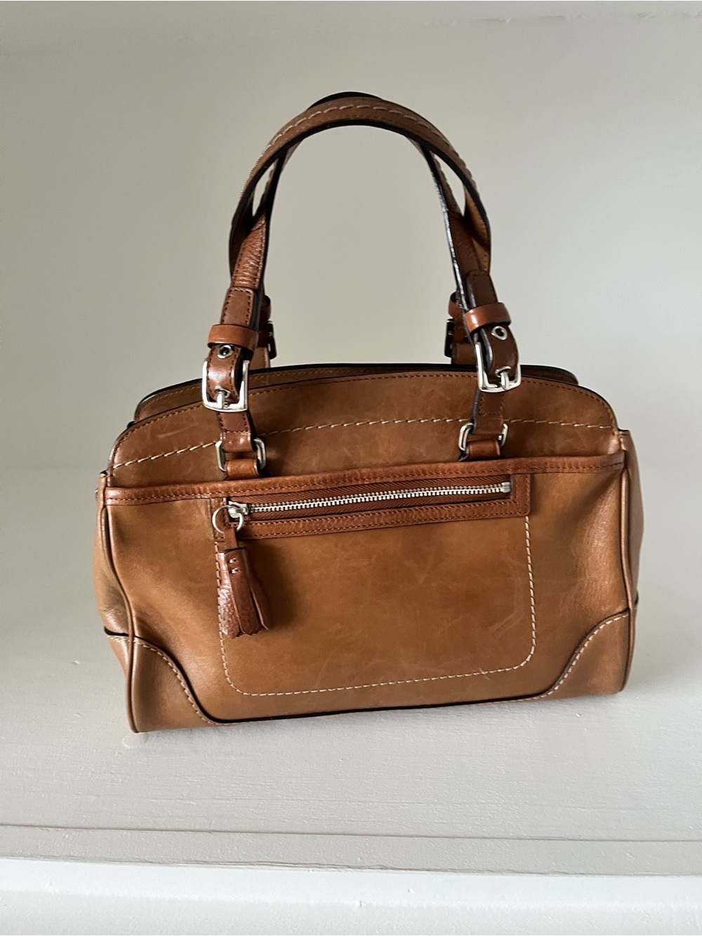 Vintage Hamilton Coach Brown Leather Satchel #7465. mid 2000 legacy collection